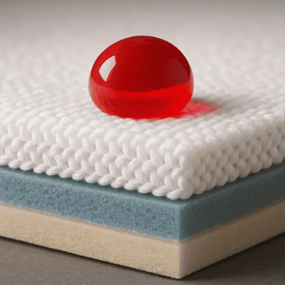 Bolha liquido flutuando encima de um tecido impermeabilizado sem penetrar Bolha liquido flutuando encima de um tecido impermeabilizado sem penetrar
